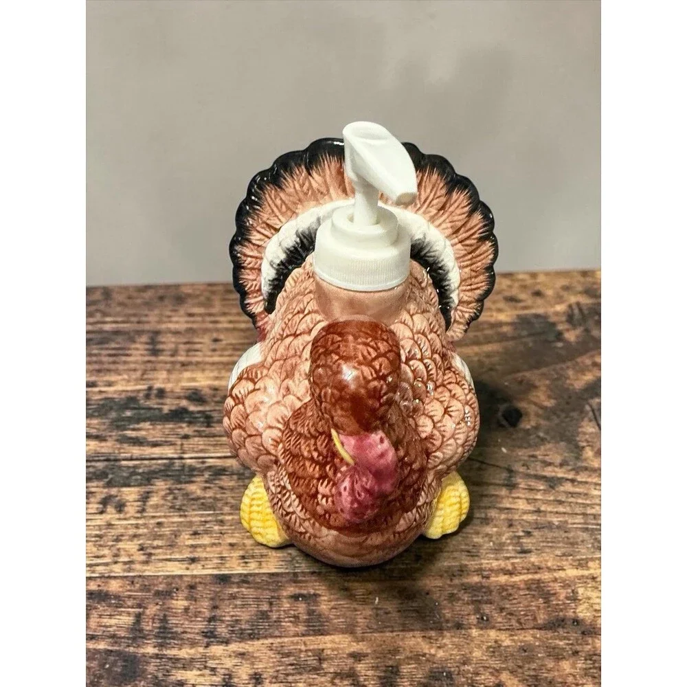 Vtg Ceramic Turkey Refillable Soap Dispenser Fall Decor Missing Pump Tube Read